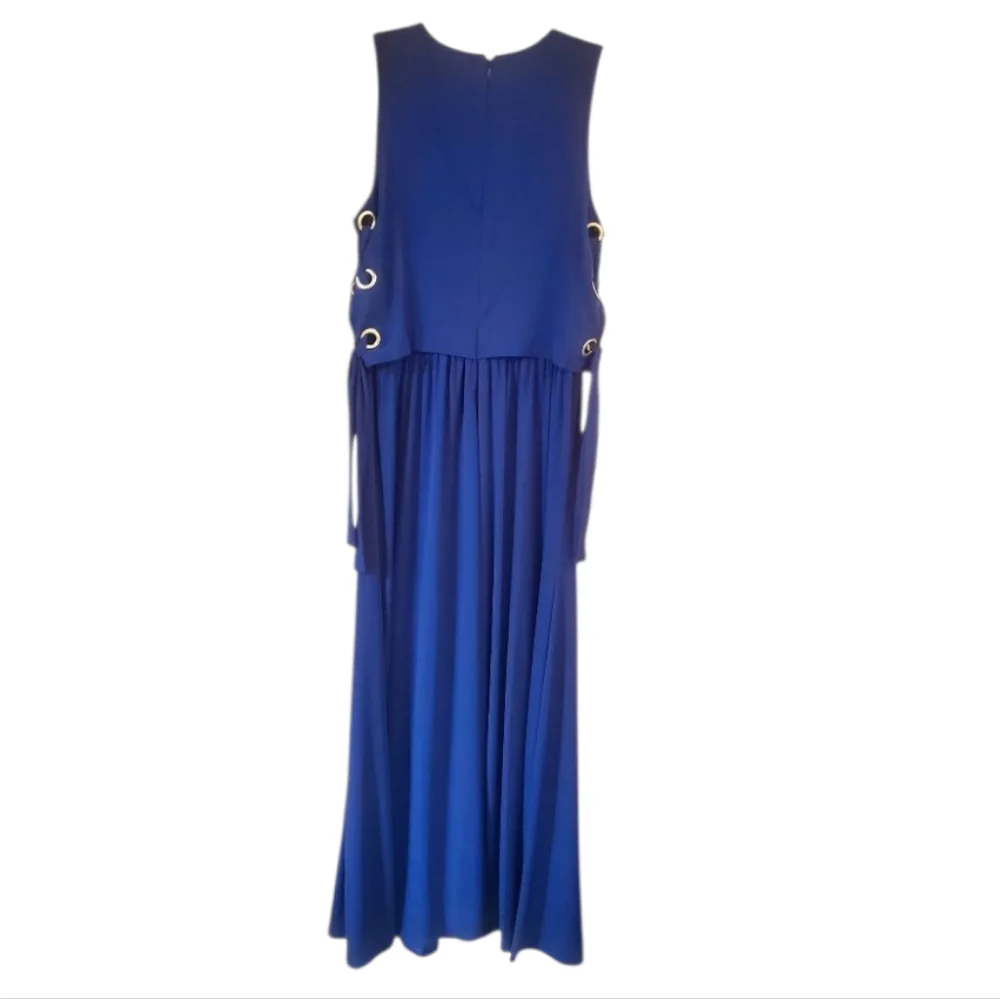 Michael Kors Grommet-Laced Navy Sleeveless Maxi Size Small.